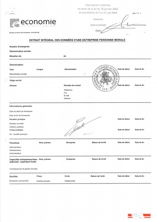 France Certificate of Good Standing